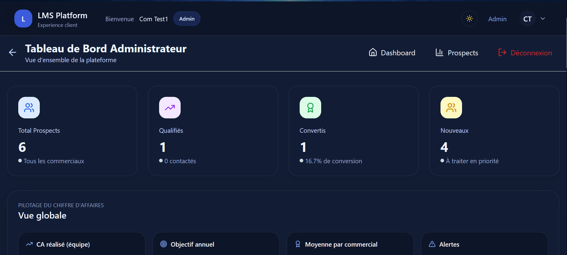 Capture d'écran de la page d'accueil du projet